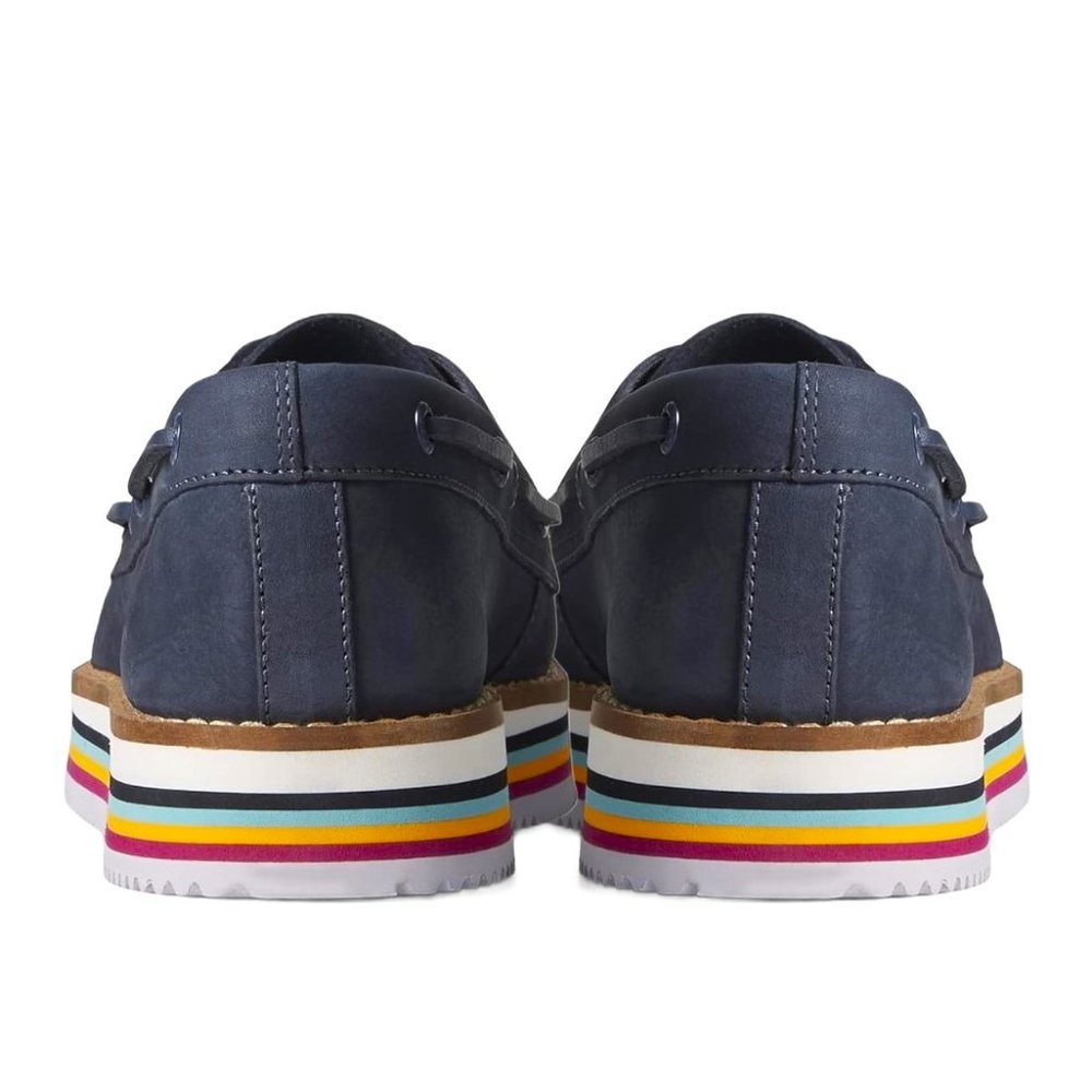 SPERRY Authentic Original Boat Shoes Rainbow Stacked Sole Leather Navy NEW Sz 9 - Picture 4 of 7